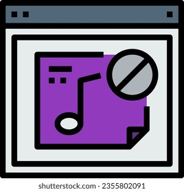 Music Playlist Block Browser Window Vector Icon