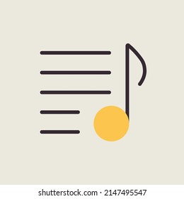 Music playlist flat vector icon. Musical note and list. Graph symbol for music and sound web site and apps design, logo, app, UI
