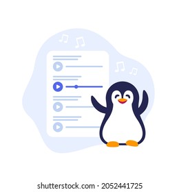 music playlist and happy penguin, online streaming app