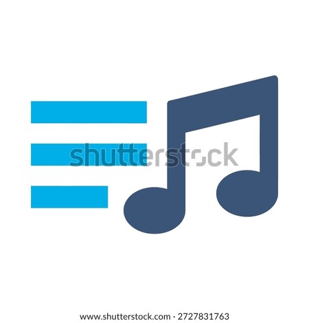 Music playlist icon blue flat vector design audio list symbol song menu track media note graphic element sign