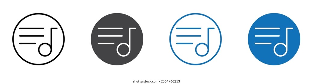Music playlist icon flat editable icon mark set.
