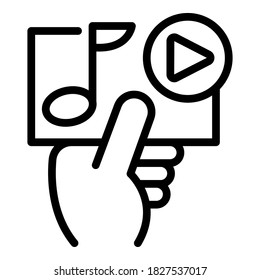 Music playlist icon. Outline music playlist vector icon for web design isolated on white background