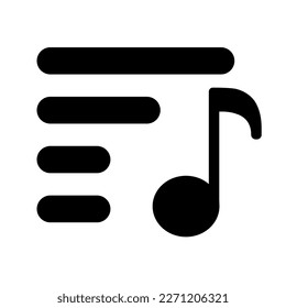 Icono de la silueta de la lista de reproducción musical. Vector.