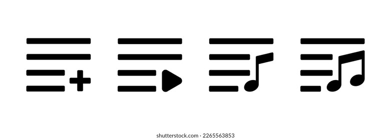 Music playlist vector icon set. Music album symbol. Music songs sign