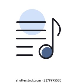 Music playlist vector isolated icon. Musical note and list. Graph symbol for music and sound web site and apps design, logo, app, UI