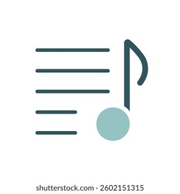 Music playlist vector isolated icon. Musical note and list. Graph symbol for music and sound web site and apps design, logo, app, UI