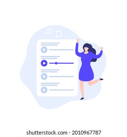 music playlist and woman, songs online streaming app
