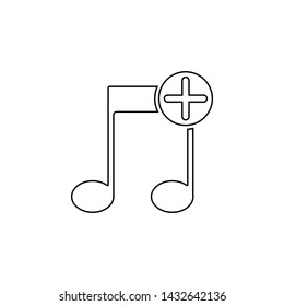 music plus icon. Element of web for mobile concept and web apps icon. Outline, thin line icon for website design and development, app development