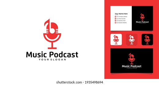 Music Podcast Logo design template and business card