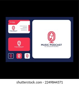 music with podcast logo design template