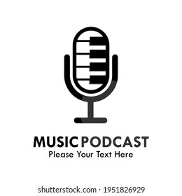 Music podcast logo template illustration