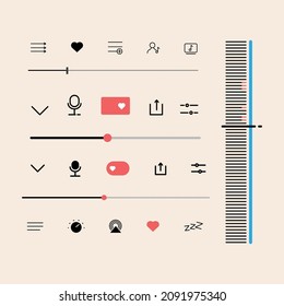 Music podcast player button interface set. Vector control multimedia illustration icon symbol.