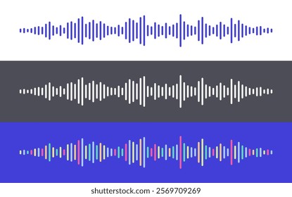 Music, podcast, sound waves and audio sound wave. Voice message records. Vector illustration eps10