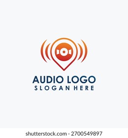 music and point icon logo design template, audio logo concept vector