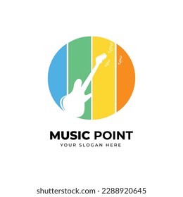 Plantilla vectorial de diseño de logotipo de punto de música.