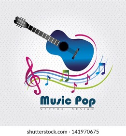 music pop over  dotted background vector illustration