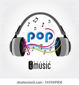 music pop over gray background vector illustration