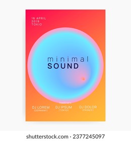 Music Poster. Abstract Background For Magazine Design. Indie House Event. Modern Glitch For Set. Neon And Show Layout. Pink And Blue Music Poster