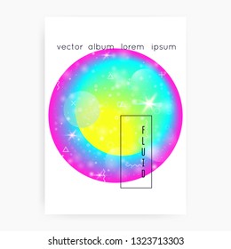 Music poster. Abstract brochure design for techno party. Electronic sound. Night lifestyle dance holiday. Fluid holographic gradient shape and line. Music poster and flyer for summer fest.