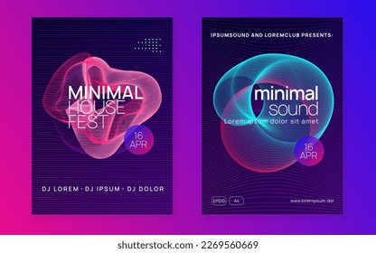 Music poster. Abstract show magazine set. Dynamic gradient shape and line. Neon music poster. Electro dance dj. Electronic sound fest. Club event flyer. Techno trance party.