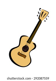 Music poster - acoustic guitar instrument vector illustration
