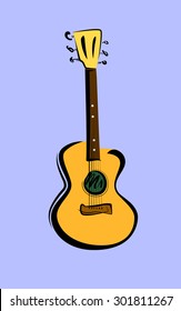 Music poster - acoustic guitar instrument vector illustration