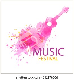  Music poster background festival brochure flyer template.Watercolor vector
