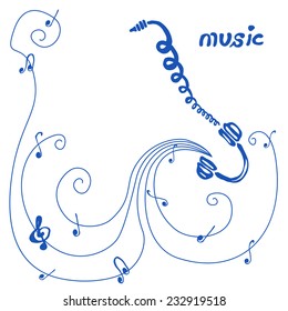 Music, poster background template. Card with abstract background with music notes.  	Vector illustration.