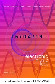 Music poster. Commercial concert magazine concept. Dynamic gradient shape and line. Neon music poster. Electro dance dj. Electronic sound fest. Club event flyer. Techno trance party.