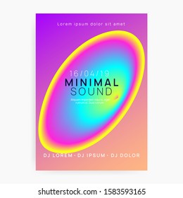 Music poster. Creative trance club banner template. Electronic sound. Night dance lifestyle holiday. Fluid holographic gradient shape and line. Summer fest flyer and music poster.