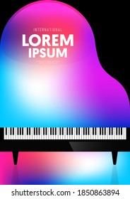 Music poster decorative with gradient piano design template background modern art style. Design element template can be used for backdrop, banner, brochure, print, publication, vector illustration