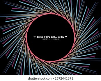 Music poster design background. Electro Sound Cover template with dynamic abstract gradient circular geometric shapes and lines for social media, technology, digital, flyer, party, festival, club, etc