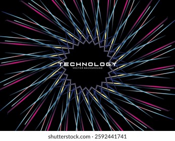 Music poster design background. Electro Sound Cover template with dynamic abstract gradient circular geometric shapes and lines for social media, technology, digital, flyer, party, festival, club, etc