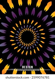 Music poster design background. Electro Sound Cover Template with abstract circular pattern shapes. Flower mandala, dynamic for t-shirt screen printing, technology, digital, parties, festivals, etc.