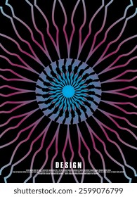 Music poster design background. Electro Sound Cover Template with abstract circular pattern shapes. Flower mandala, dynamic for t-shirt screen printing, technology, digital, parties, festivals, etc.