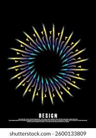 Music poster design background. Electro Sound Cover template with dynamic abstract gradient circular geometric shapes and lines for social media, technology, digital, flyer, party, festival, club, etc