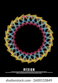 Music poster design background. Electro Sound Cover template with dynamic abstract gradient circular geometric shapes and lines for social media, technology, digital, flyer, party, festival, club, etc