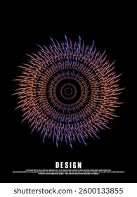 Music poster design background. Electro Sound Cover template with dynamic abstract gradient circular geometric shapes and lines for social media, technology, digital, flyer, party, festival, club, etc