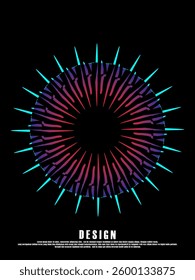 Music poster design background. Electro Sound Cover template with dynamic abstract gradient circular geometric shapes and lines for social media, technology, digital, flyer, party, festival, club, etc