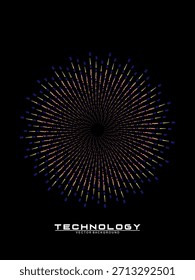 Fondo de diseño de póster de música. Electro Sound Cover Plantilla con Formas de línea geométrica circular de gradiente abstracto dinámico para serigrafía de camisetas, tecnología, digital, fiesta, festival y club.	
