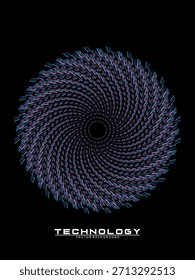 Music poster design background. Electro Sound Cover Template with dynamic abstract gradient circular geometric line shapes for t-shirt screen printing, technology, digital, party, festival and club.	
