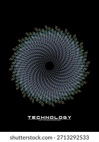 Music poster design background. Electro Sound Cover Template with dynamic abstract gradient circular geometric line shapes for t-shirt screen printing, technology, digital, party, festival and club.	
