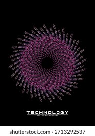 Fondo de diseño de póster de música. Electro Sound Cover Plantilla con Formas de línea geométrica circular de gradiente abstracto dinámico para serigrafía de camisetas, tecnología, digital, fiesta, festival y club.	
