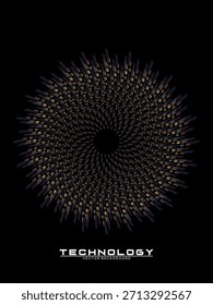 Fondo de diseño de póster de música. Electro Sound Cover Plantilla con Formas de línea geométrica circular de gradiente abstracto dinámico para serigrafía de camisetas, tecnología, digital, fiesta, festival y club.
