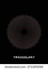 Music poster design background. Electro Sound Cover Template with dynamic abstract gradient circular geometric line shapes for t-shirt screen printing, technology, digital, party, festival and club.