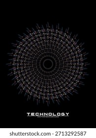 Fondo de diseño de póster de música. Electro Sound Cover Plantilla con Formas de línea geométrica circular de gradiente abstracto dinámico para serigrafía de camisetas, tecnología, digital, fiesta, festival y club.
