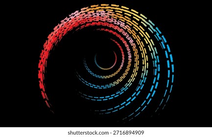 Fondo de diseño de póster de música. Electro Sound Cover Plantilla con Formas de línea geométrica circular de gradiente abstracto dinámico para serigrafía de camisetas, tecnología, digital, fiesta, festival y club.