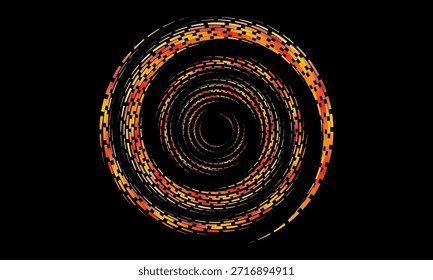 Fondo de diseño de póster de música. Electro Sound Cover Plantilla con Formas de línea geométrica circular de gradiente abstracto dinámico para serigrafía de camisetas, tecnología, digital, fiesta, festival y club.