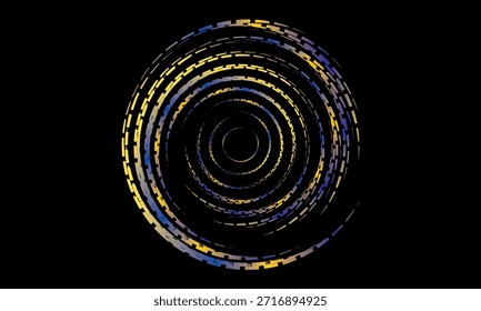 Fondo de diseño de póster de música. Electro Sound Cover Plantilla con Formas de línea geométrica circular de gradiente abstracto dinámico para serigrafía de camisetas, tecnología, digital, fiesta, festival y club.