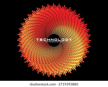 Music poster design background. Electro Sound Cover Template with dynamic abstract gradient circular geometric line shapes for t-shirt screen printing, technology, digital, party, festival and club.